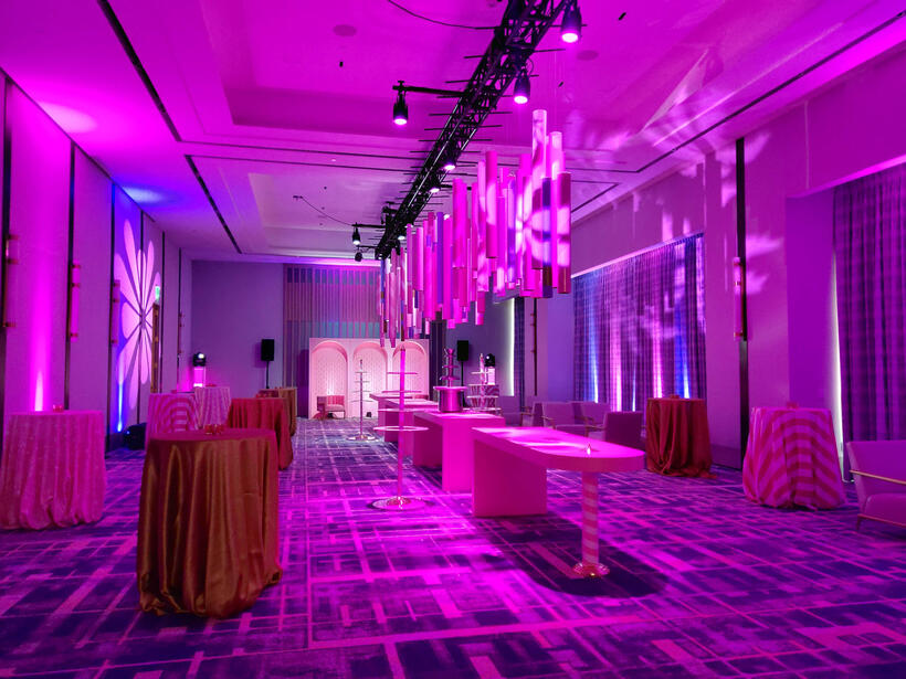 Candy room with fabricated tables, stands and room-key wall.